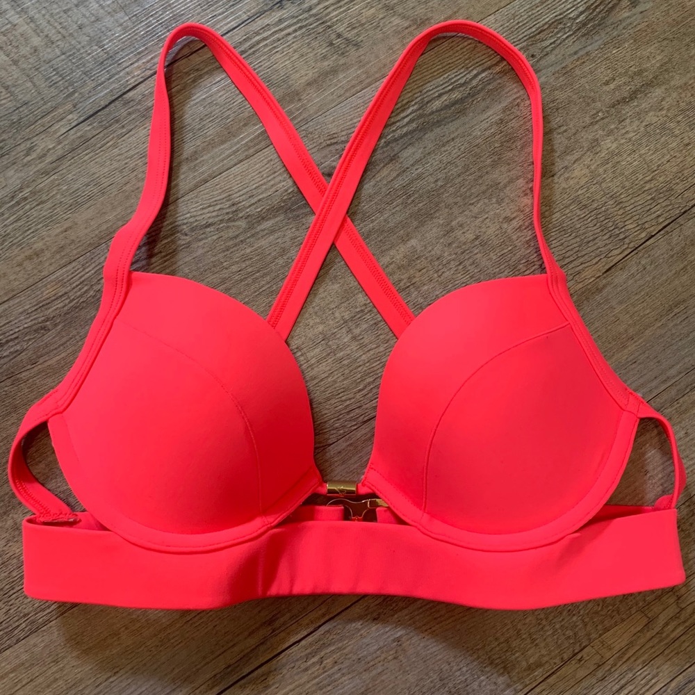 Abercrombie & Fitch neon pink push up bikini top
